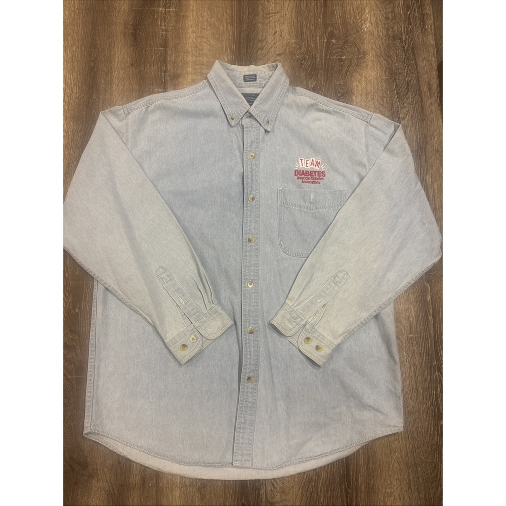 All Season Denim‎ All Sport Button Up Jeans Shirt. American Diabetes Ass. Size L